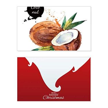 Imagem de Coconut Fruit Tasty Healthy Watercolor Holiday Holiday Merry Christmas Parabéns Card Christmas Letter Message
