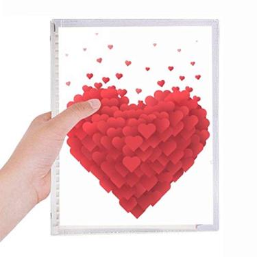 Imagem de Caderno em forma de corações vermelhos, dia dos namorados, folhas soltas, diário recarregável, papelaria