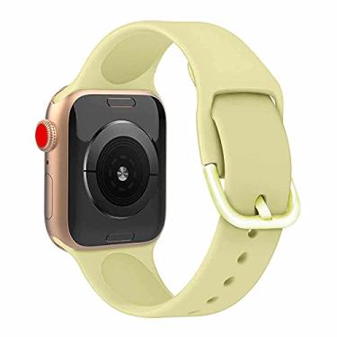 Imagem de Pulseira Silicone Moderna compatível com Apple Watch 44mm e 42mm - Marca LTIMPORTS (Amarelo - Tamanho S/M [P])