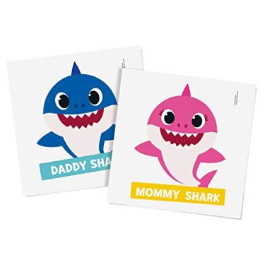 Imagem de Transfer P/camiseta Na Estampa Mammy E Daddy Shark - Tamanho 15x19cm C/01 Unidade - Cromus Festas Cromus Festas Azul E Rosa