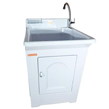 Imagem de Tanque Lavar Roupa 40L Gabinete em Abs Com Torneira de Mesa Cor:Branco