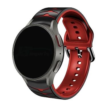 Imagem de Pulseira Borracha Curve LTIMPORTS compatível com Galaxy Watch 7/6/6 Classic/5/5 Pro/4/4 Classic e Galaxy Watch FE (20mm) (Preto/Vermelho)