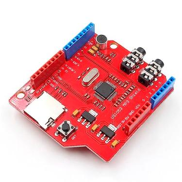 Imagem de ONEJIA VS1053 Módulo de placa de circuito de desenvolvimento de decodificação de áudio estéreo MP3 Player Shield para Arduino com slot para cartão TF