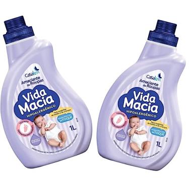 Imagem de Amaciante Vida Macia 1L Glicerina & Amêndoas Kit com 2 Frascos de 1L Cada