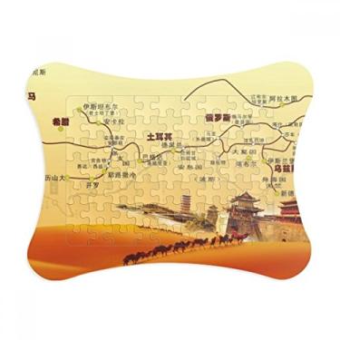 Imagem de Landmark Camel Desert Journey Moldura de quebra-cabeça Mapa de estrada de seda Decoração de imagem Enfeite de jogo de quebra-cabeça