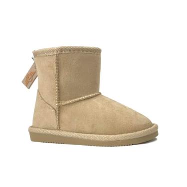 Imagem de REDVOLUTION Botas infantis para meninas com 2 botões || Sapato de tricô de camurça sintética com strass, Areia 430b, 10 Toddler