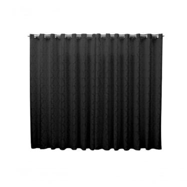 Imagem de Cortina 5,00x2,50 Sala Quarto Cozinha Varão Tecido Jacquard Cor: Preto