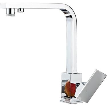 Imagem de Torneira com filtro de água de 3 vias Bica giratória Água potável pura Torneiras misturadoras de água potável 3 em 1 Torneira de cozinha de 3 vias para sistema de água com filtro, cromado, m