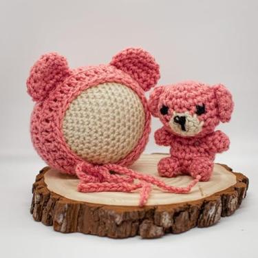 Imagem de Amigurimi urso e touca rosa pink