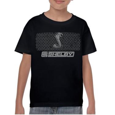 Imagem de Camiseta juvenil com logotipo Shelby Honeycomb Grille Mustang Cobra GT Muscle Car GT500 GT350 Performance Powered by Ford Kids, Preto, P