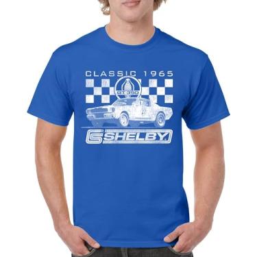 Imagem de Camiseta masculina clássica 1965 Shelby GT350 American Retro Legend Mustang Cobra Muscle Car Racing Powered by Ford, Azul, G