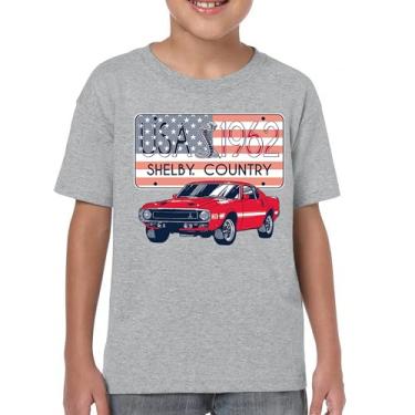 Imagem de Camiseta Shelby Country Youth 1962 GT500 American Racing USA Made Mustang Cobra GT Performance Powered by Ford Kids, Cinza, M