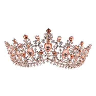 Imagem de Tiara de cristal strass coroa tiara de noiva coroa de casamento formatura coroa coroa coroa coroa tiara para casamento aniversário banquete ( rosa)