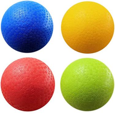 Imagem de AppleRound Bolas de parque Dodgeball de 21,5 cm, pacote com 4 bolas com 1 bomba, tamanho oficial para Dodge Ball, Handebol, Camps e Escolas (4 bolas e 1 bomba)