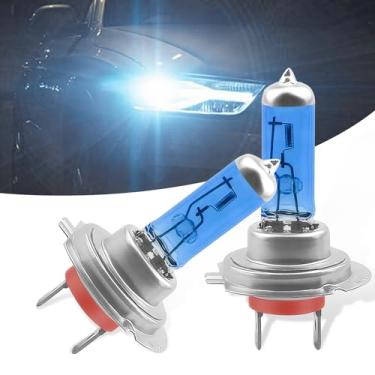 Imagem de GKmow Pack-2 lâmpadas de halogêneo H7, lâmpadas de carro, luzes de farol alto de carro 12V 100W, kit de substituição de luzes automotivas, universal para a maioria dos carros, SUVs e Vans (branco #H7)