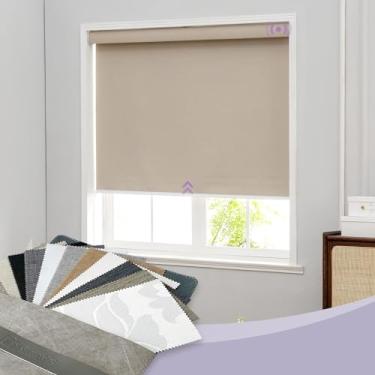 Imagem de Persiana de rolo motorizada Graywind compatível com Alexa Google 100% Blackout Recarregável Smart Blinds controle remoto motor bateria sem fio persianas de janela, tamanho personalizado, Fabric Sample