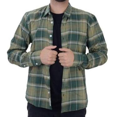 Imagem de Camisa Masculina King&Joe ML Slim Verde Militar - CS20238-Masculino
