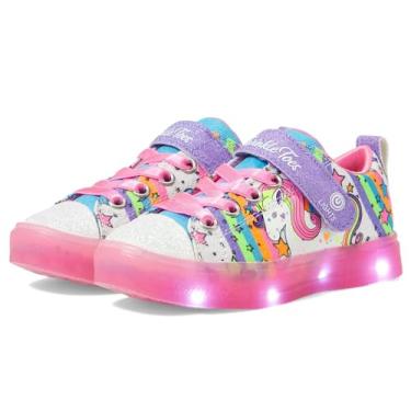 Imagem de Skechers Tênis feminino Toe-Twinkle Sparks Ice 314783l (criança pequena), Branco/Multi, 3 Little Kid