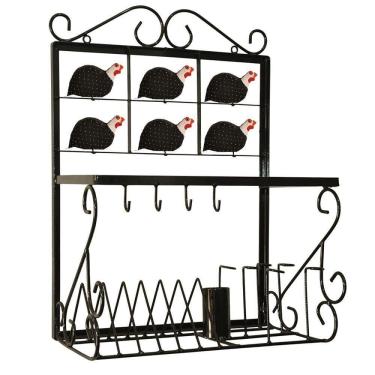 Imagem de Paneleiro De Parede Escorredor De Pratos, Copos E Talheres De Ferro D`angola