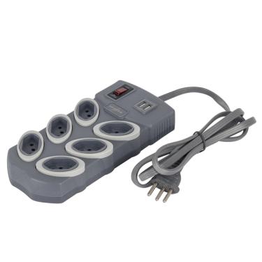 Imagem de Filtro de Linha 1,3 Metro 6 Tomadas 2 USB 10A Preto Daneva