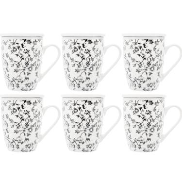 Imagem de Conjunto de 6 Xícaras de Chá 310ml de Porcelana com Infusor Tampa e Filtro Canecas Tiny Flowers Lyor