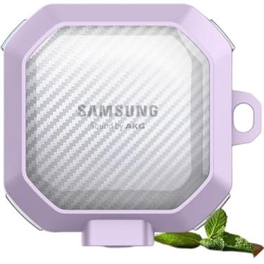 Imagem de Capa para Galaxy Buds 2 Pro FE capa transparente com padrão de fibra de carbono para Samsung Galaxy Buds Live 2 Pro Buds2 2Pro, capas transparentes, roxo claro