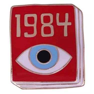 Imagem de 1984 George Orwell livro romance ficção científica ficção científica ficção científica futuro distópico dezenove oitenta e quatro literatura clássico 3,18 cm crachá esmaltado, 1.25 Inches, Esmalte,