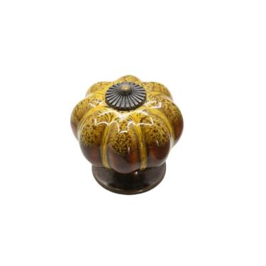 Imagem de Puxadores de cerâmica e alça em forma de abóbora puxar porta de armário móveis gaveta armário alças de porcelana, estilo B amarelo
