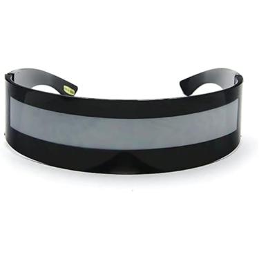 Imagem de In Touch With Style Óculos de sol Futuristic Shield Monobloco Ciclope 100% UV400, Listra preta + prata, One Size