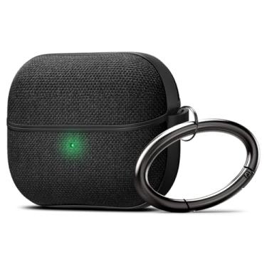 Imagem de Spigen Capa de tecido premium Urban Fit projetada para Samsung Galaxy Buds3 Pro e Buds 3 (2024) com chaveiro - preta