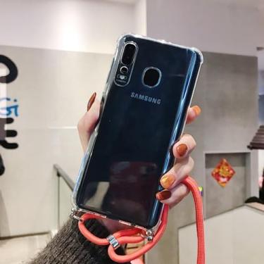Imagem de Colhedores de cabo crossbody transparentes e macios com corda para Samsung Galaxy A10 A20E A50 A51 A71 A31 A41 A70 S10 20 Note 20 Capa, X4, Para A6 Plus