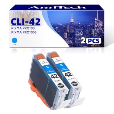 Imagem de ARTITECH Cartuchos de tinta compatíveis CLI-42 C Pixma Pro-100 para Canon CLI42 CLI-42 Cartucho de tinta ciano funciona para impressoras Pixma Pro-100S, pacote com 2 CLI-42 C