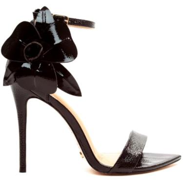 Imagem de Sandália Alta em Couro Preto Com Flor Cecconello