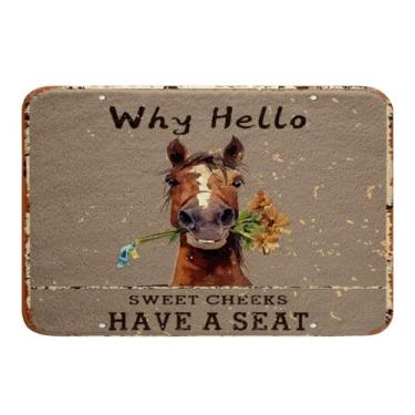 Imagem de Tapetes de banheiro de cavalo fofos tapetes de banheiro para crianças retrô divertidos animais de fazenda antiderrapante meninos meninas vintage fazenda marrom cavalo tapetes de banheiro para banheiro margarida acessórios de banheiro tapete de chão 50,8 x 81,2 cm