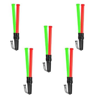 Imagem de Bastao Sinalizador 2 Cores Kit 5 Unidades Grande Led Lanterna Fluoresc