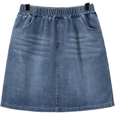 Imagem de Saia jeans mini saia jeans plus size roupas femininas slim fit saia básica, b, 5xl