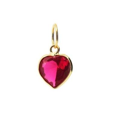 Imagem de Pingente Coração 8mm Pedra Vermelho Rubi Joia Ouro 18k - DR Joias