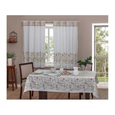 Imagem de Cortina para Cozinha Sultan Branco e Bege - Casa Alegre Martina 140x20