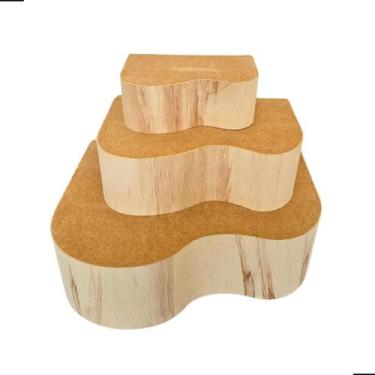 Imagem de Trio Mesas Carvalho Orgânica para Decoração de Festas Mdf Cru - FRZMDF