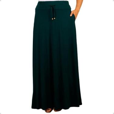 Imagem de Saia Longa Feminina Plus Size Malha Cintura Alta Moda Evangélica Elega