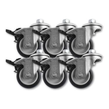 Imagem de Kit 10 Rodízios c/ Trava c/ Placa Giratória 2 Pol Plástico - Schioppa