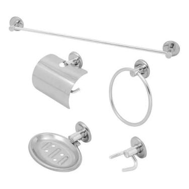 Imagem de Kit Acessórios P/ Banheiro Aço Inox 6 Peças Reto Cromado - Montelar Ac