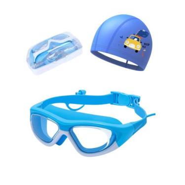 Imagem de Kit Óculos e Touca de Natação Infantil Hero Band Coleção Tibumm, Azul 