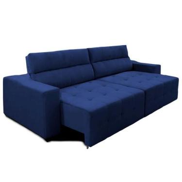 Imagem de Sofá Top Lubeck 3 Lugares 250 cm Retrátil e Reclinável Suede Azul  Sof