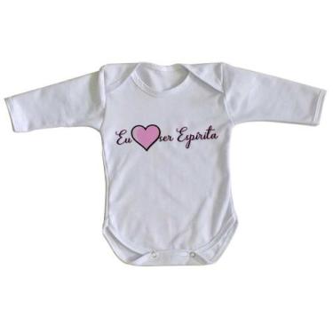 Imagem de body nenê criança roupa bebê manga longa Eu amo ser Espírita  - Empóri