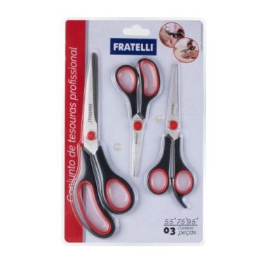 Imagem de Kit 3 Tesouras Corte Fácil Alfaiate Artesanato Cabelo Costura Escritór