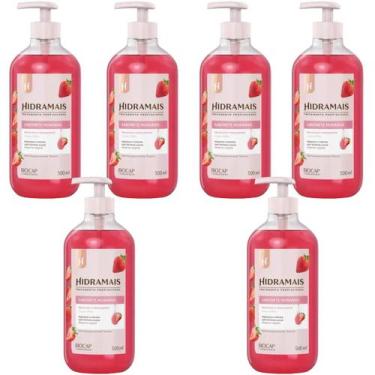 Imagem de Kit 6 Sabonete Gel Morango Delicada e Fascinante 500 ml Hidramais