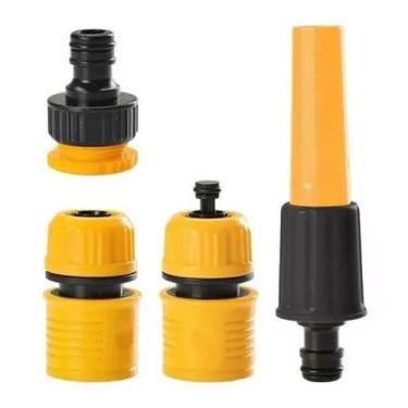 Imagem de Conjunto Esguicho Bico Engate Rápido 4 Peças Verde / Amarelo - Zein Im