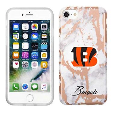 Imagem de Prime Brands Group Capa de celular para Apple iPhone 8/7/6S NFL licenciado Cincinnati Bengals, mármore branco e ouro rosa