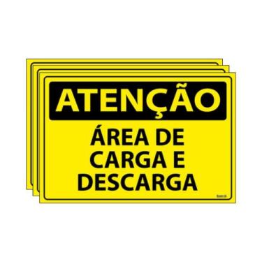 Imagem de Combo 3 Placas De Sinalização Atenção Área De Carga E Descarga 30x20 E